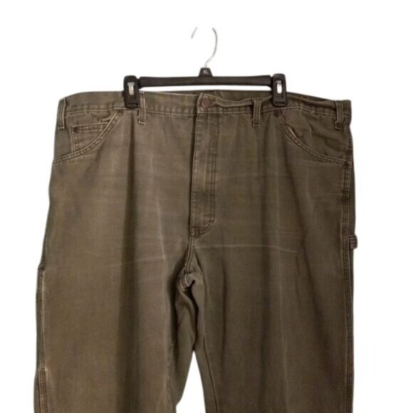 Dickies Mens Green Cotton Work Pants 44x32 With Pockets Button Fly Denim Jeans - Picture 8 of 13